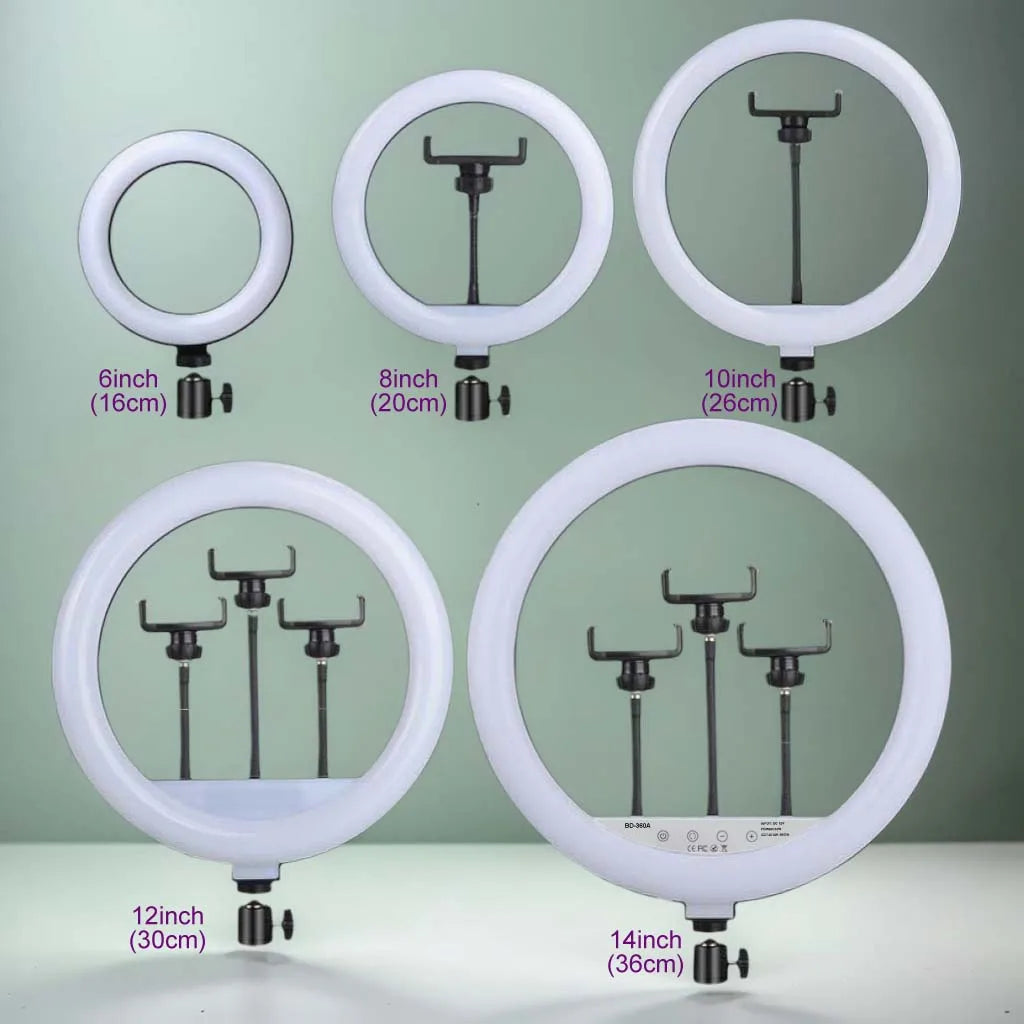 6-14" Ringlicht mit 10 Dimmstufen, 22 Modi, professionelles Fülllicht, 3CCT/RGB mit Stativ und Handy-/iPad-Halter für Live-Streaming