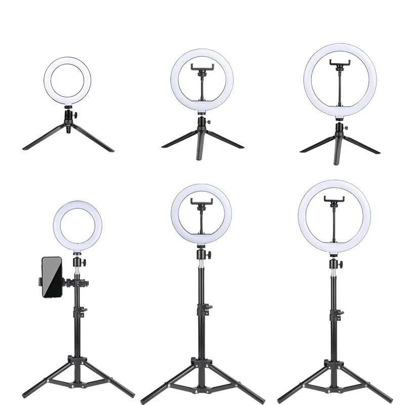 6-14" Ringlicht mit 10 Dimmstufen, 22 Modi, professionelles Fülllicht, 3CCT/RGB mit Stativ und Handy-/iPad-Halter für Live-Streaming